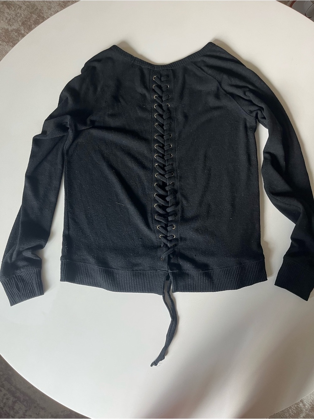 Six Fifty Black Lace-Up Back, Long Sleeve Sweater, Size Medium